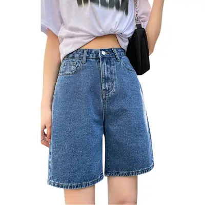 Women Retro Denim High Waist Shorts 2022