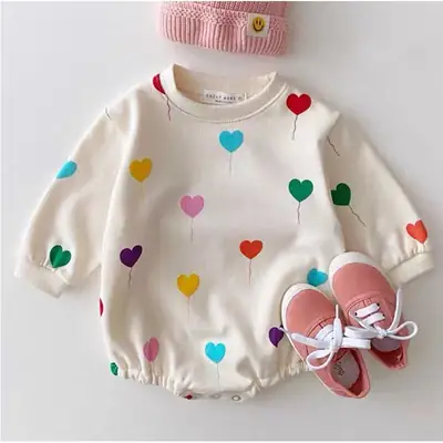 Baby Heart Print Long Sleeve Suit for Girls