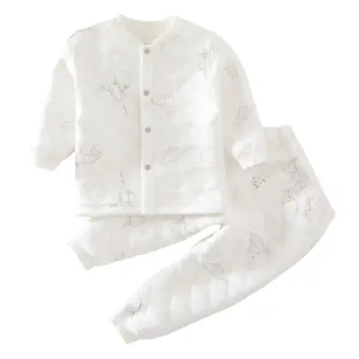 White Embroidered Baby Sleepwear Set for Boys Girls