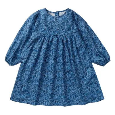 Girls Blue Floral Puff Sleeve Dress 2025 Autumn