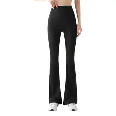 Black High Waist Elastic Pants for Women