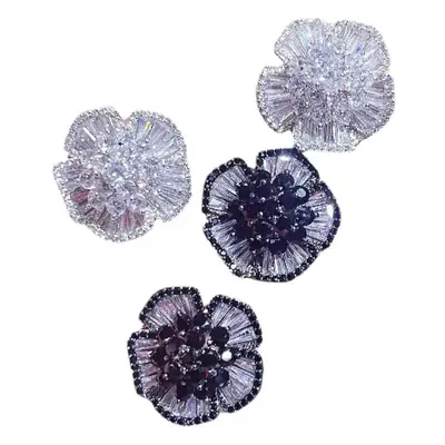 Black Zircon Camellia Earrings for Women