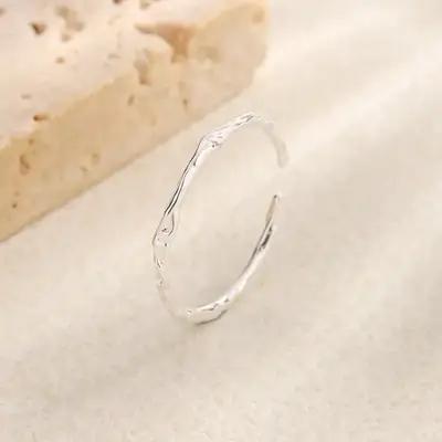 S925 Sterling Silver Tin Paper Pattern Ring for Men Women