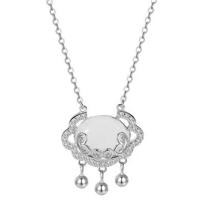 White Chalcedony Lock Light Necklace for Women
