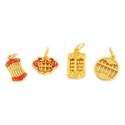 Vietnamese Gold Ruyi Abacus Pendant for Men Women