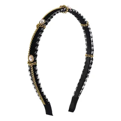 Pearl & Crystal Hair Band with Tassel & Hoop Design