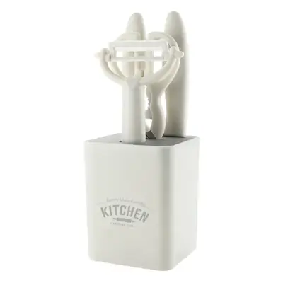 White Kitchen Tool Set with Storage Seat & Fruit Knife