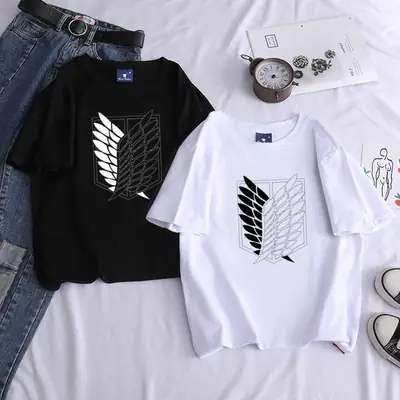 Light Blue Cotton T-Shirt with Wing Print