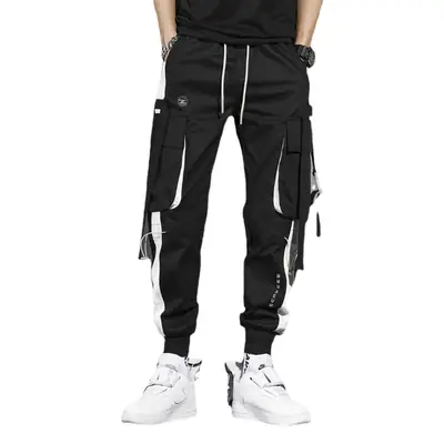 Men's White Cargo Pants with Crossbody Strap & High Top