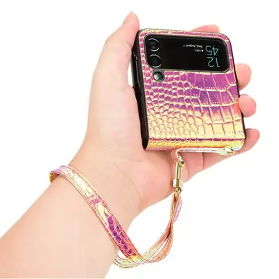Pearlescent Z Flip5 Mobile Phone Case with One-Piece Lanyard