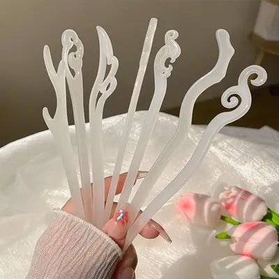 White Jade Hairpin Women's Modern Antique Hanfu Accessory