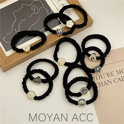 Bow Metal Hair Tie Large Intestine Hair Rope Square Round Heart Geometric Simple High Elasticity Durable Headband