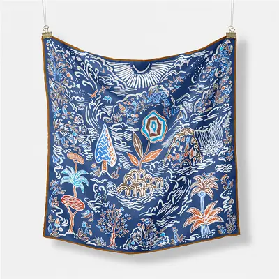 53cm Vintage Hand-Painted Floral Scarf for Women
