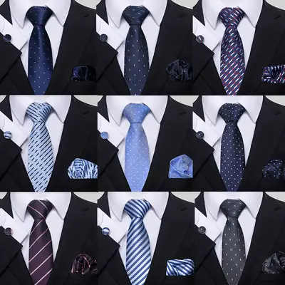 Navy Blue Oblique Stripe Men's Tie Business Wear