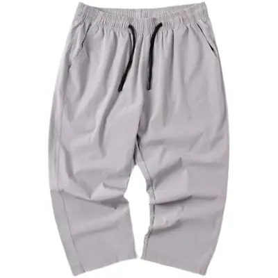 Men Ice Silk Crop Pants 2022 Summer Casual Sports Shorts
