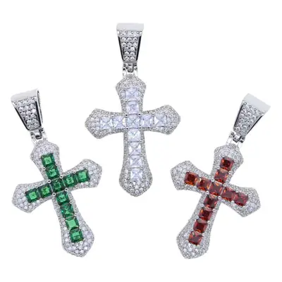 Purple Cross Zircon Necklace for Women