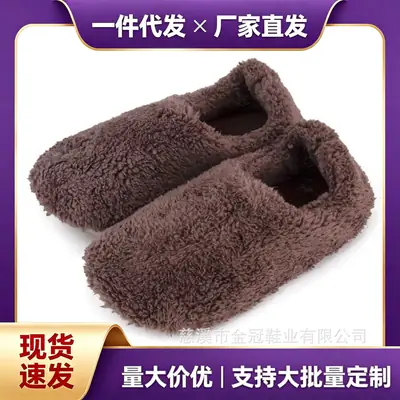 New Autumn and Winter Couple Japanese Style High Boots Bag Heel Moon Shoes Coral Fleece Indoor Boots Home Cotton Shoes Warm Slippers