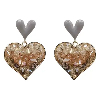 925 Silver Heart Diamond Earrings for Women