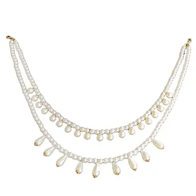 Pearl Choker Necklace with Gold Tassel Design
