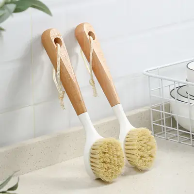 Wooden Bathroom Cleaning Brush with Soft Bristles