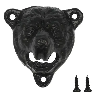 Bear Head Wall Screw Bottle Opener 81mm Black