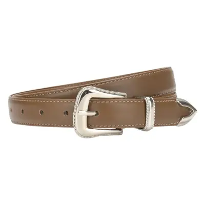 Vintage Women's Brown Leather Belt with Silver Buckle