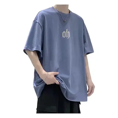 Men's New Tide Brand Blue Printed T-Shirt
