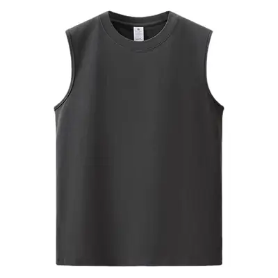 Men Black Sleeveless Cotton Vest Summer Fitness
