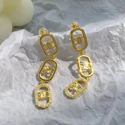 Golden Tassel Earrings for Women with Full Diamond Setting