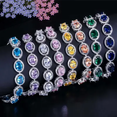 Plated Real Platinum Ultra Flash Zircon Bracelet for Women