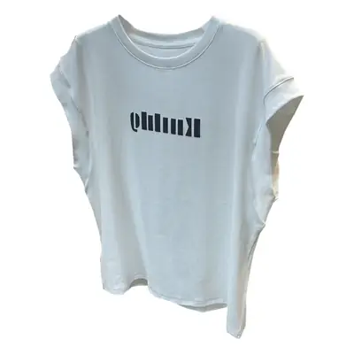 Women Loose Sleeveless White Cotton T-Shirt Summer