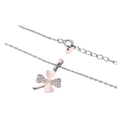 Lucky Four-leaf Clover S925 Sterling Silver Necklace Women's Light Luxury Niche High-end Four-leaf Flower Pendant Korean Style Clavicle Chain