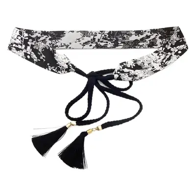 Black Printed Tassel Hanfu Strap Belt for Women
