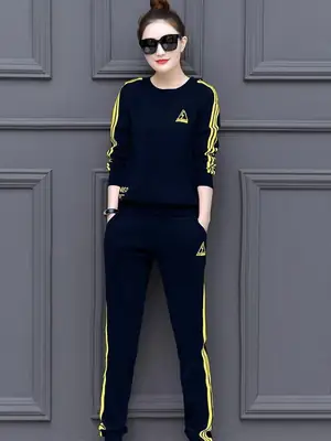 Women Grey Sweatshirt Track Suit Long Sleeve Crewneck Large