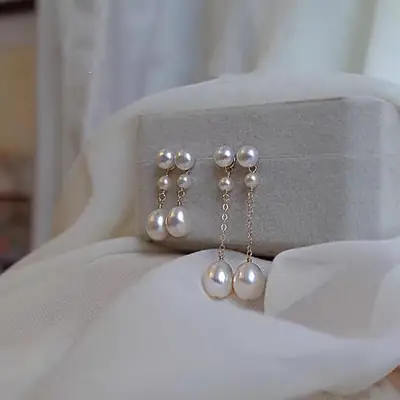 Natural Pearl Earrings for Women Elegant Retro 2024