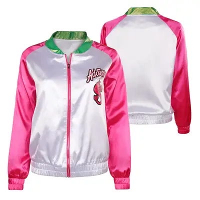 2022 Zombie 3D Digital Print Jersey Bomber Jacket Pink White
