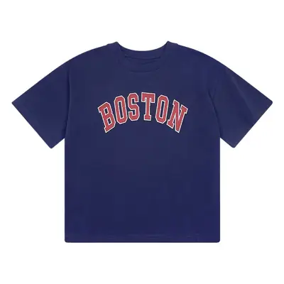 Boston Print Boys T-Shirt Navy Blue Summer Cotton