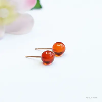 Water-Clear Amber Earrings for Women, Gold Plated, 1 Pc