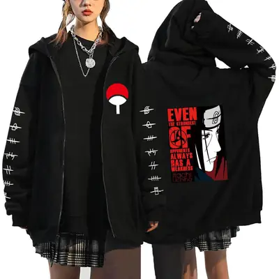 Naruto Anime Streetwear Hoodie for Men Black