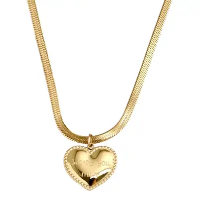 Golden Heart Clavicle Necklace for Women