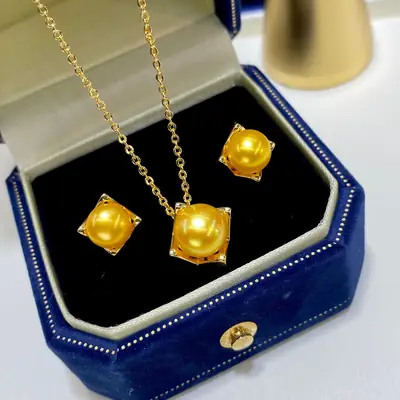 Gold Pearl Multi Bead Earrings & Necklace Set