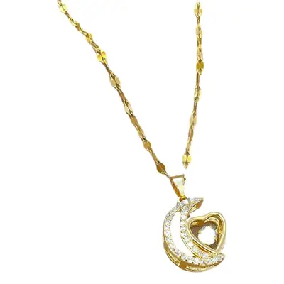Titanium Steel Moon Heart Necklace for Women