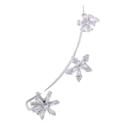 Rotatable Flower Earrings Silver Leaf Design