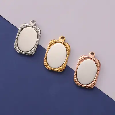 Gold Mirror Pendant with Geometric Design
