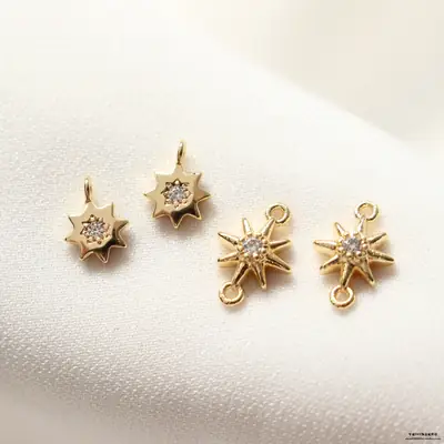 Copper Plated Octagonal Zirconium Earrings Set