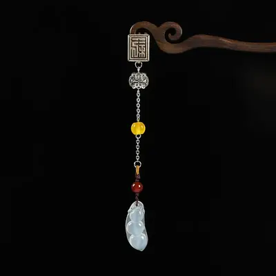 Natural Chalcedony Tassel Ping An Fu Dou Cheongsam Women