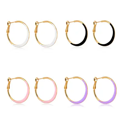 S925 Gold Pink Circle Hoop Earrings for Women