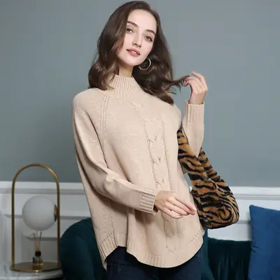 Pink Long Sleeve Knitted Pullover for Women