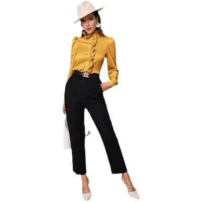 High-End Long-Sleeved Acetate Shirt for Women