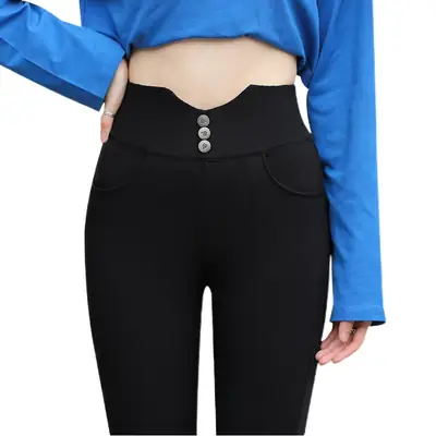 Women Green Pencil Pants Large with White Cap